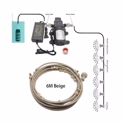 Misting Cooling System With Pump Filter Kit 20FT-60FT Mister Line Brass - 9M Black