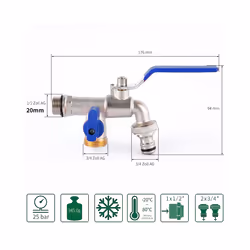 Garden Outdoor Bibcock Faucet DN15 DN20, Anti-freeze, Dual Control Copper - 4 DN15 water inlet