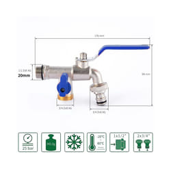 Garden Outdoor Bibcock Faucet DN15 DN20, Anti-freeze, Dual Control Copper - 4 DN15 water inlet