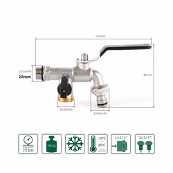 Garden Outdoor Bibcock Faucet DN15 DN20, Anti-freeze, Dual Control Copper - 2 DN15 water inlet