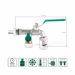 Garden Outdoor Bibcock Faucet DN15 DN20, Anti-freeze, Dual Control Copper - 3 DN15 water inlet