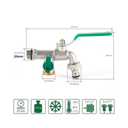 Garden Outdoor Bibcock Faucet DN15 DN20, Anti-freeze, Dual Control Copper - 3 DN15 water inlet