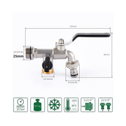 Garden Outdoor Bibcock Faucet DN15 DN20, Anti-freeze, Dual Control Copper - 3 DN20 water inlet