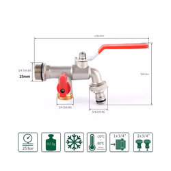 Garden Outdoor Bibcock Faucet DN15 DN20, Anti-freeze, Dual Control Copper - 1 DN20 water inlet