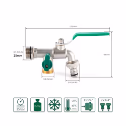 Garden Outdoor Bibcock Faucet DN15 DN20, Anti-freeze, Dual Control Copper - 2 DN20 water inlet