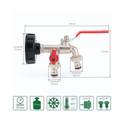 Garden Outdoor Bibcock Faucet DN15 DN20, Anti-freeze, Dual Control Copper - 10 DN15 water inlet