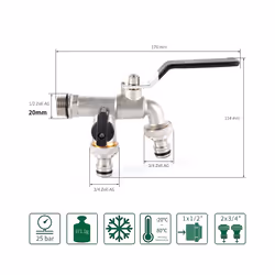 Garden Outdoor Bibcock Faucet DN15 DN20, Anti-freeze, Dual Control Copper - 5 DN15 water inlet