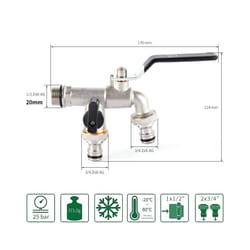 Garden Outdoor Bibcock Faucet DN15 DN20, Anti-freeze, Dual Control Copper - 5 DN15 water inlet