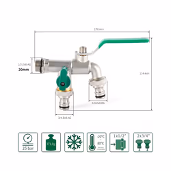 Garden Outdoor Bibcock Faucet DN15 DN20, Anti-freeze, Dual Control Copper - 6 DN15 water inlet