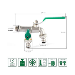 Garden Outdoor Bibcock Faucet DN15 DN20, Anti-freeze, Dual Control Copper - 6 DN15 water inlet