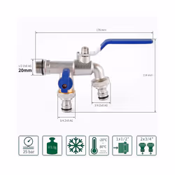Garden Outdoor Bibcock Faucet DN15 DN20, Anti-freeze, Dual Control Copper - 8 DN15 water inlet