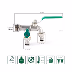 Garden Outdoor Bibcock Faucet DN15 DN20, Anti-freeze, Dual Control Copper - 5 DN20 water inlet
