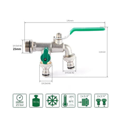 Garden Outdoor Bibcock Faucet DN15 DN20, Anti-freeze, Dual Control Copper - 5 DN20 water inlet