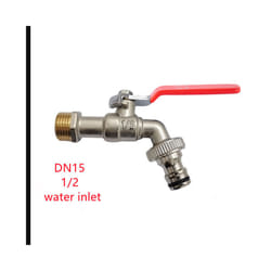 Garden Outdoor Bibcock Faucet DN15 DN20, Anti-freeze, Dual Control Copper - DN15 red handle