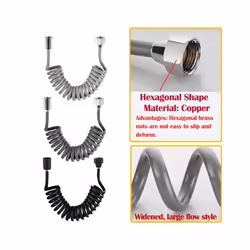 1.5-3M Spring Flexible Shower Hose For Water Plumbing Toilet Bidet Sprayer - 3m, gray