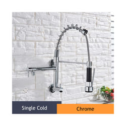Matte Black Kitchen Sink Faucet Embedded In Wall Mixer Tap No Pipe Dual - Chrome
