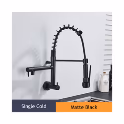 Matte Black Kitchen Sink Faucet Embedded In Wall Mixer Tap No Pipe Dual - Matte Black