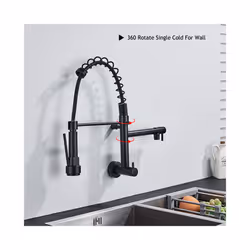 Matte Black Kitchen Sink Faucet Embedded In Wall Mixer Tap No Pipe Dual - Matte Black