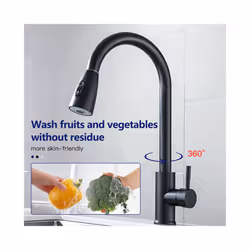 Brushed Nickel Kitchen Faucet Single Hole Pull Out Spout Kitchen Sink - silver