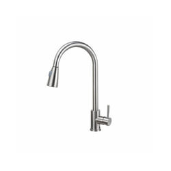 Brushed Kitchen Faucet Single Hole Pull Out Spout Kitchen Sink Mixer Tap - silver