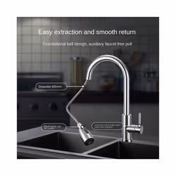 Brushed Kitchen Faucet Single Hole Pull Out Spout Kitchen Sink Mixer Tap - silver