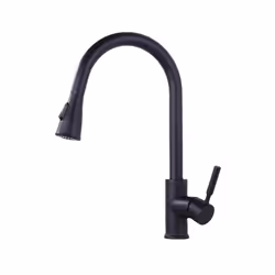 Brushed Kitchen Faucet Single Hole Pull Out Spout Kitchen Sink Mixer Tap - black