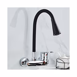 Wall Mounted Kitchen Faucet Wall Kitchen Mixers Kitchen Sink Tap 360 Degree - Black