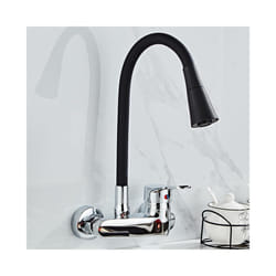 Wall Mounted Kitchen Faucet Wall Kitchen Mixers Kitchen Sink Tap 360 Degree - Black