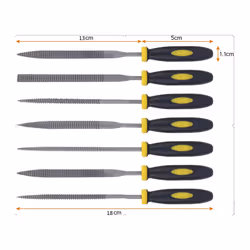 Set of 6 wooden needle files and rasps with soft rubber coated handle for wood carving 5*180mm