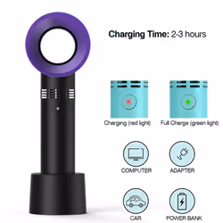 Bladeless Handheld Fan, Mini Portable Fan, Usb Desk Fan, Personal Fan With Usb Rechargeable Battery Operated-Black