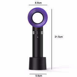 Bladeless Handheld Fan, Mini Portable Fan, Usb Desk Fan, Personal Fan With Usb Rechargeable Battery Operated-Black