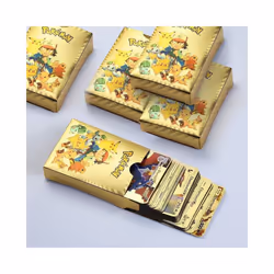 Pokemon Cards 55pcs Metal Gold Card Plated Ultra Rare Collection Cards - 55pcs Black
