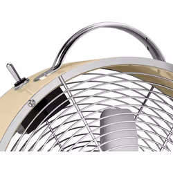 Retro 8 Inch Floor Desk Clock Fan Low Noise Aluminium Blades 20w Cream