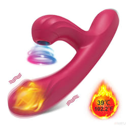 Clit Sucker 2 in 1 Vibrator Dildo for Women G-Spot Clitoris Vacuum Stimulator Heating Dildo  Female Sex Toy Adults Goods - ZD062-RD