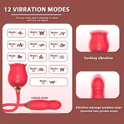 Rose Toy Dildo Thrusting Vibrator for Women Egg Clitoris Sucker Stimulator Tongue Licking Wiggle Adults Goods Sucking Sex Female - Style 2