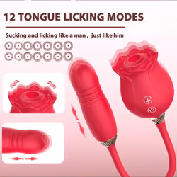 Rose Toy Dildo Thrusting Vibrator for Women Egg Clitoris Sucker Stimulator Tongue Licking Wiggle Adults Goods Sucking Sex Female - Style 2