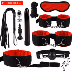 High quality BDSM Genuine Leather Bondage Set Fetish Handcuffs Collar Gag Whip Erotic Sex Toys For Women Couples Adult Games ...