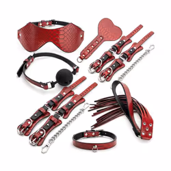 High quality BDSM  Genuine Leather Bondage Set Fetish Handcuffs Collar Gag Whip Erotic Sex Toys For Women Couples Adult Games ...