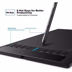 UGEE M708 V2 Graphics Tablet, 8192 Levels of Pressure Battery-Free Pen, 10 x 6 inch Large Active Area Drawing Tablet with 8 Hot Keys for Windows 10
