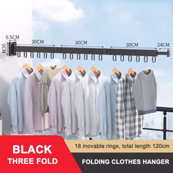 Retractable Folding Clothes Hanger Aluminum Drying Rack Wall-mounted Laundry Storage Space Save Home Hotel Cloth Hanger - Thr ...