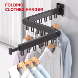 Retractable Folding Clothes Hanger Aluminum Drying Rack Wall-mounted Laundry Storage Space Save Home Hotel Cloth Hanger - Three FOLD