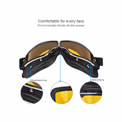 Motorcycle Helmet Goggles Retro Foldable Motorcycle Glasses Windproof - Transparent lens