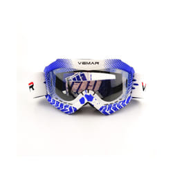 Childen Motorcycle Goggles Clear Kids MX MTB Off-Road Dirt Kid Bike Goggles - White-blue