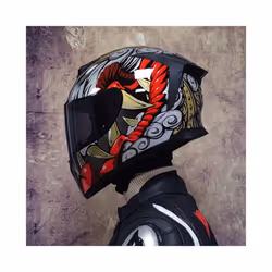 DOT Approved Safety Motorcycle Helmets Full Face Dual Lens Racing Helmet - L, 2