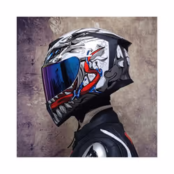 DOT Approved Safety Motorcycle Helmets Full Face Dual Lens Racing Helmet - L, 5