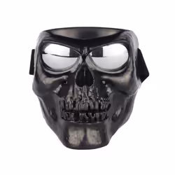 Cool skull motorcycle face Mask with Goggles Detachable modular Goggles - Black
