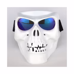 Cool skull motorcycle face Mask with Goggles Detachable modular Goggles - White