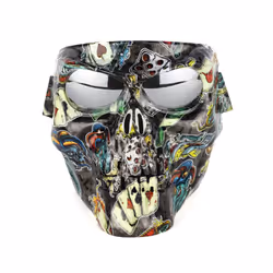 Cool skull motorcycle face Mask with Goggles Detachable modular Goggles - sifter
