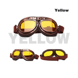 Motorcycle Helmet Goggles Windproof Glasses Motorbike Steampunk Retro - Copper  yellow