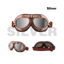 Motorcycle Helmet Goggles Windproof Glasses Motorbike Steampunk Retro - Copper  silver